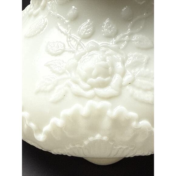 EAPG Dithridge Colonial OMN Rose Wreath Milk Glass Rose Wreath Lamp Base As-Is - Picture 3 of 15